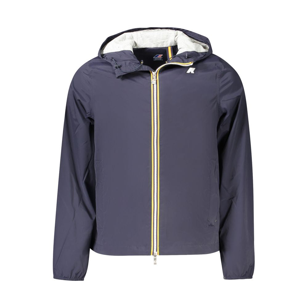 K-WAY Blue Nylon Men Jacket - Stylish Water-Resistant Outerwear