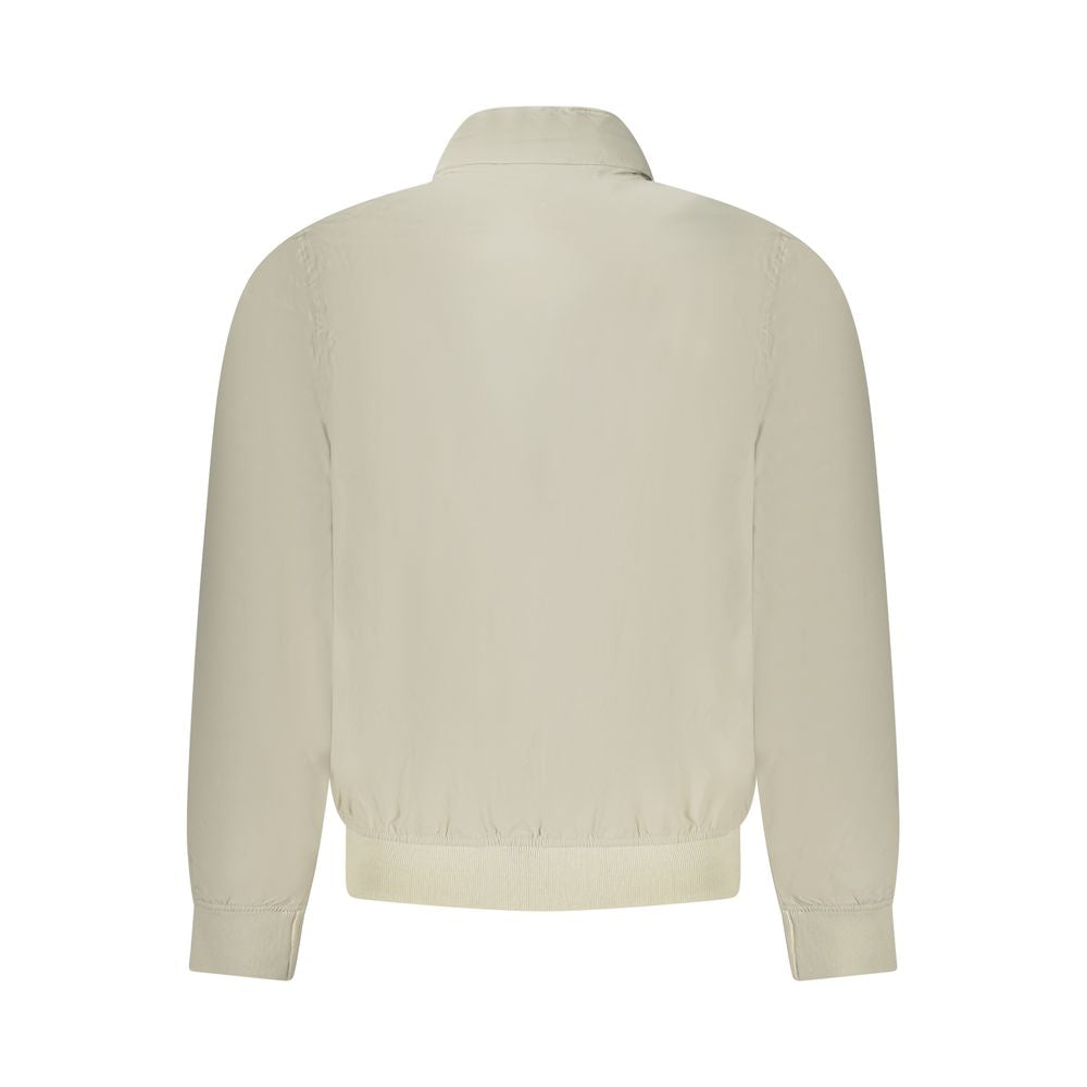 K-WAY Beige Nylon Waterproof Jacket with Removable Hood