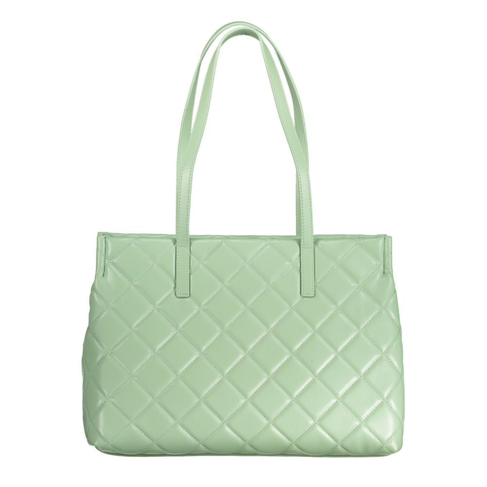 Mario Valentino Green Faux Leather Handbag with Contrasting Details