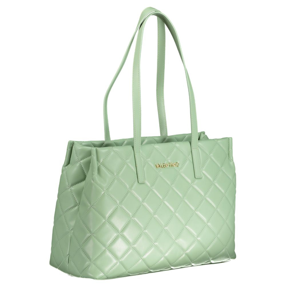 Mario Valentino Green Faux Leather Handbag with Contrasting Details