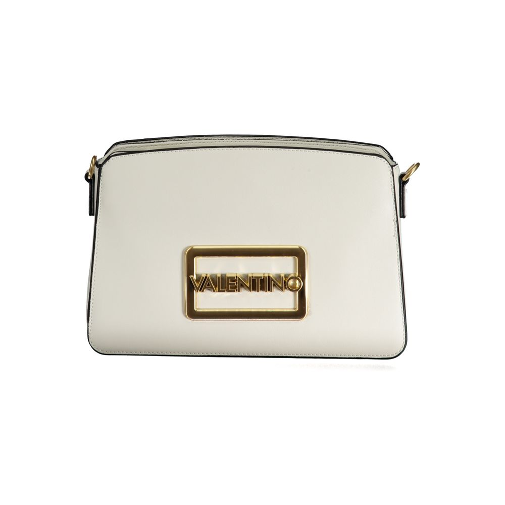 Mario Valentino White Faux Leather Handbag with Contrast Details