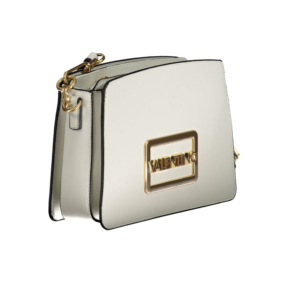 Mario Valentino White Faux Leather Handbag with Contrast Details