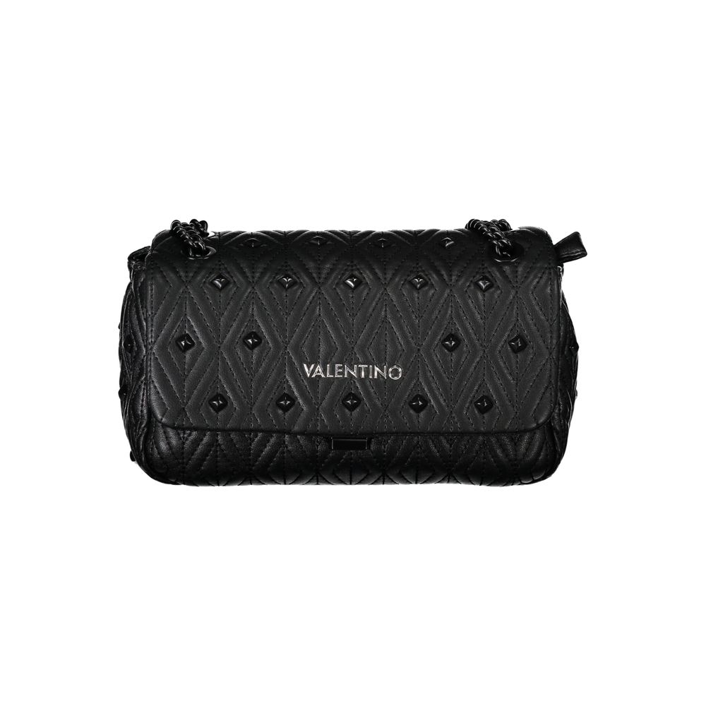 Mario Valentino Black Polyester Handbag with Chain Detail