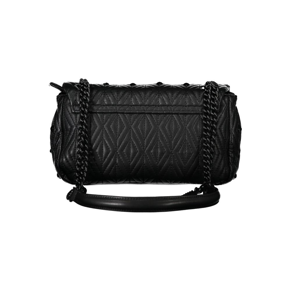 Mario Valentino Black Polyester Handbag with Chain Detail