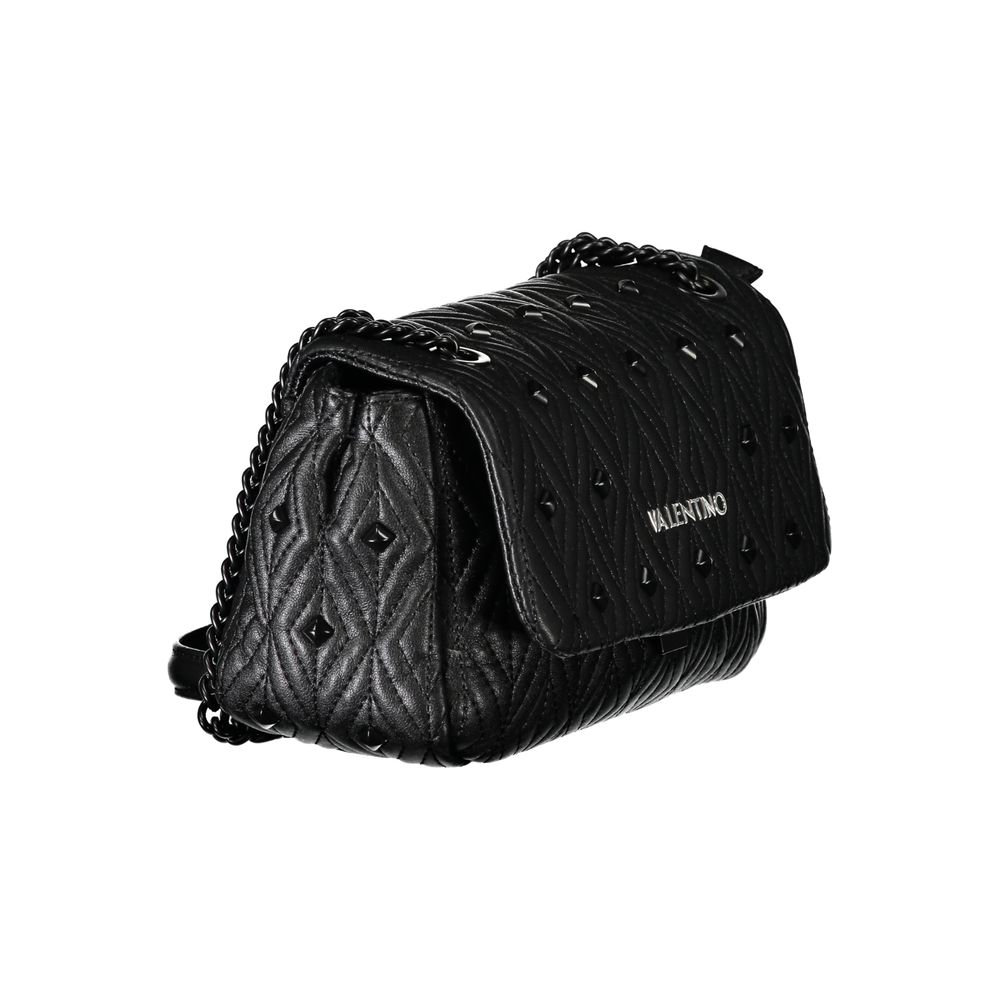 Mario Valentino Black Polyester Handbag with Chain Detail