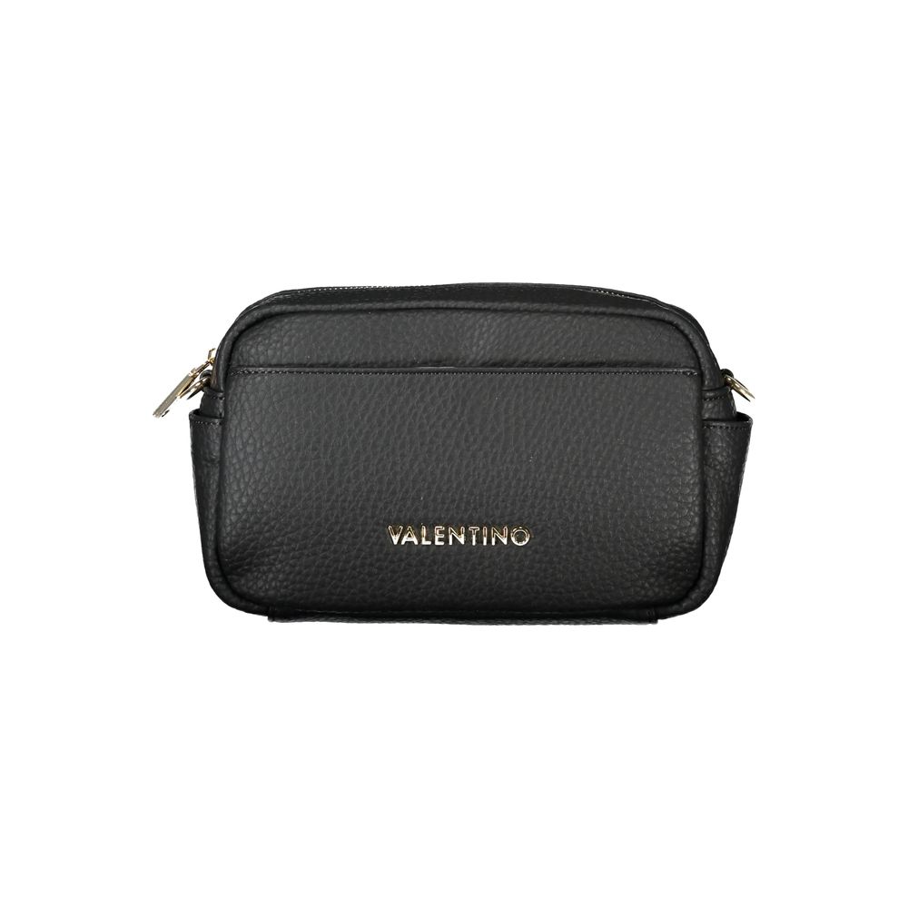 Mario Valentino Black Faux Leather Handbag with Gold Accents