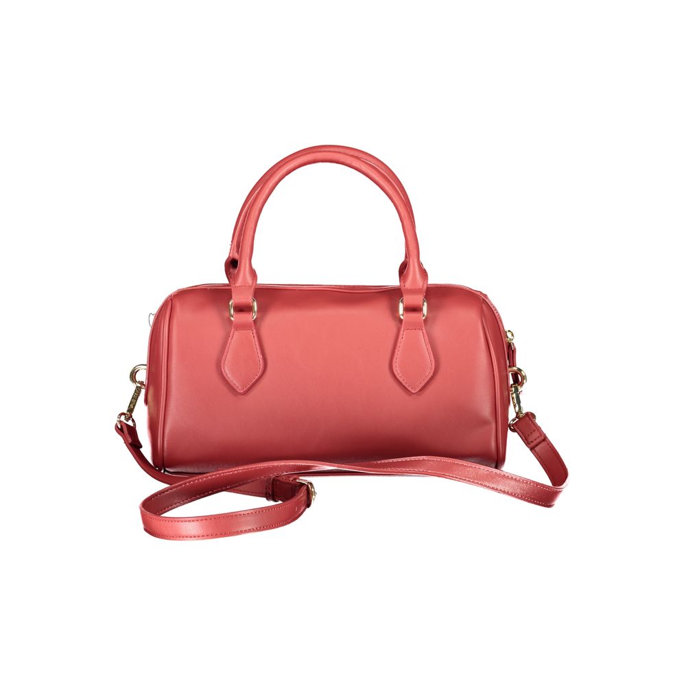 Mario Valentino Red Faux Leather Handbag with Adjustable Strap