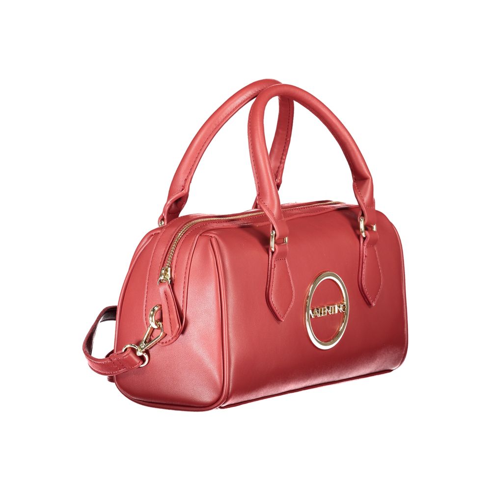 Mario Valentino Red Faux Leather Handbag with Adjustable Strap