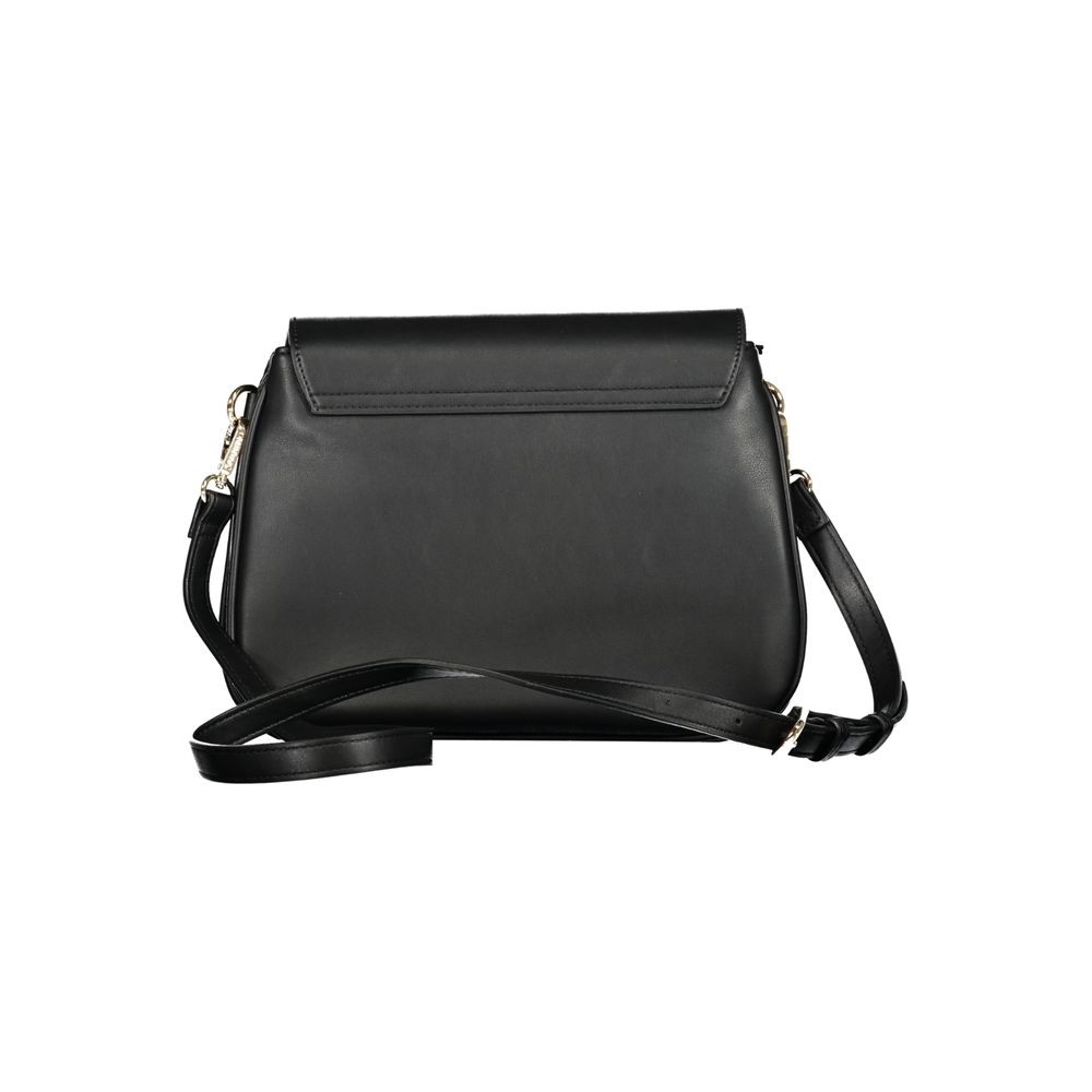 Mario Valentino Black Leather Effect Handbag with Logo Detailing
