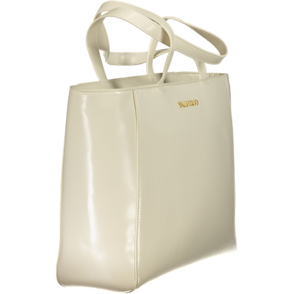 Mario Valentino Beige Leather Effect Shoulder Bag with Gold Details