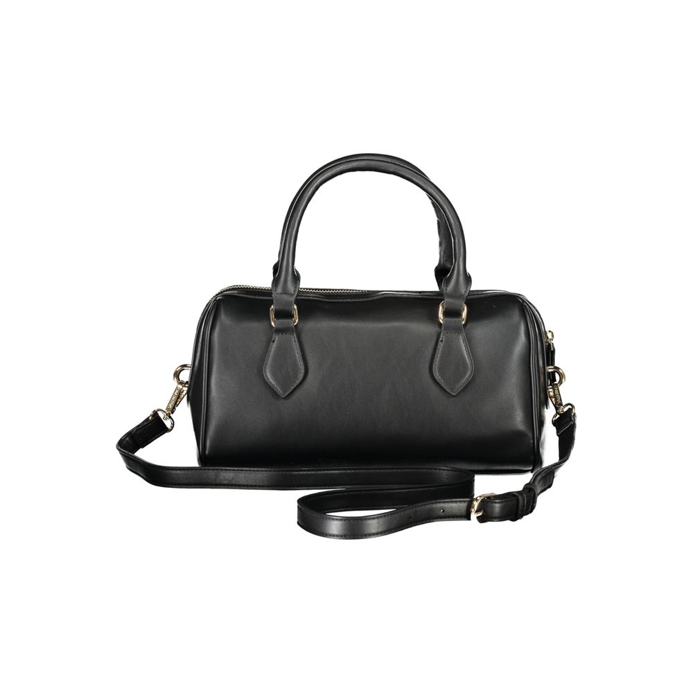 Mario Valentino Black Faux Leather Handbag with Adjustable Strap