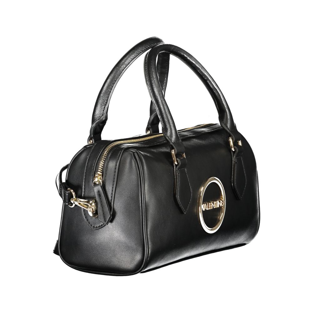 Mario Valentino Black Faux Leather Handbag with Adjustable Strap