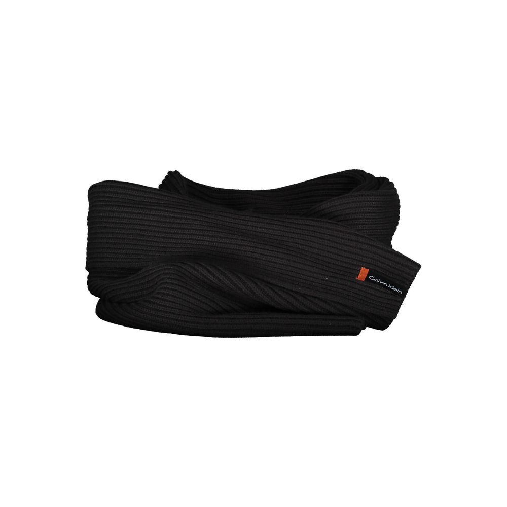 Calvin Klein Black Cotton Scarf and Hat Set