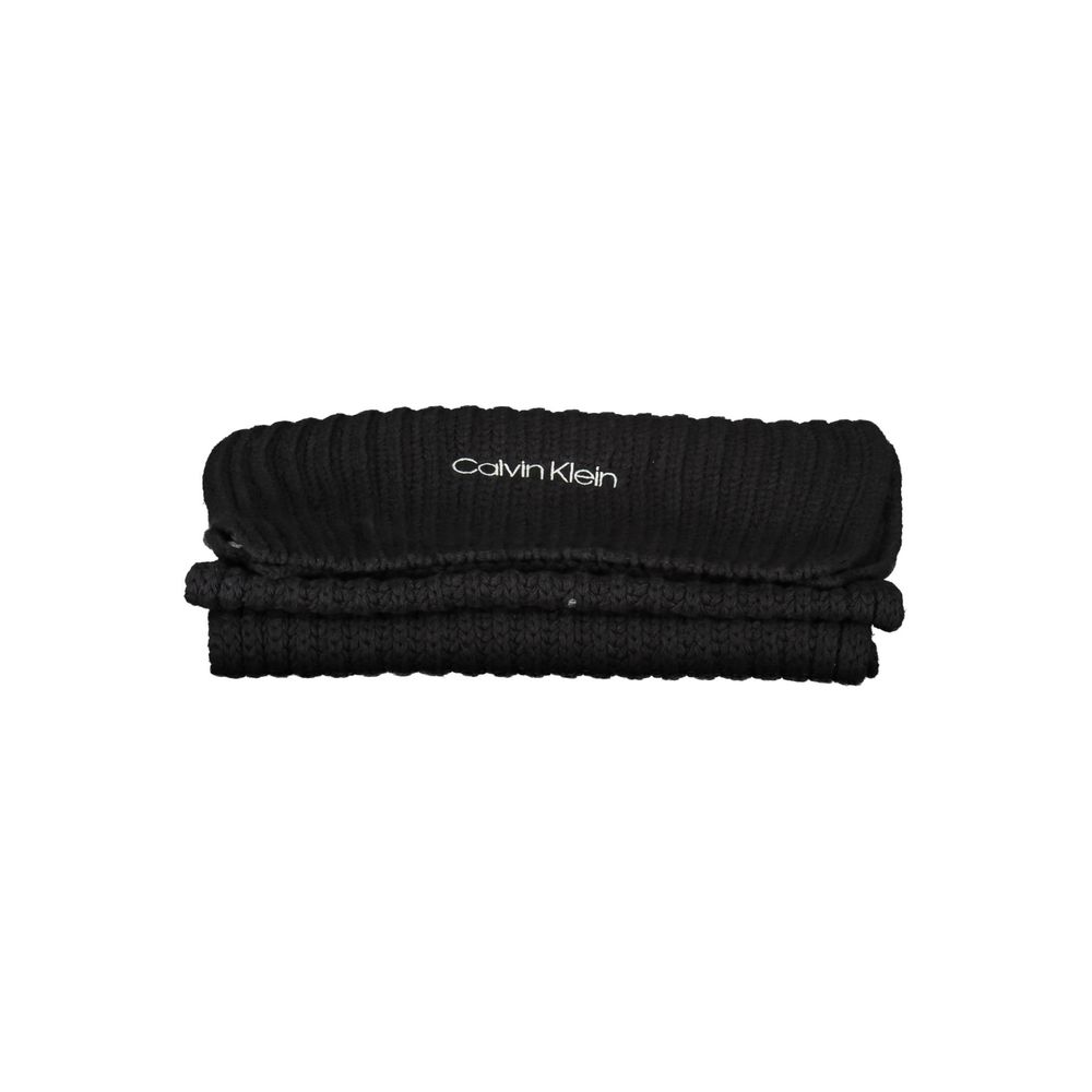 Calvin Klein Black Cotton Scarf with Contrasting Details