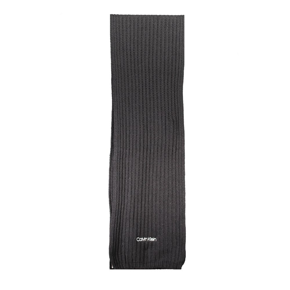 Calvin Klein Black Cotton Scarf with Contrasting Details