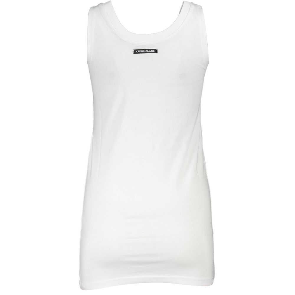 Cavalli Class White Cotton Tank Top for Effortless Style