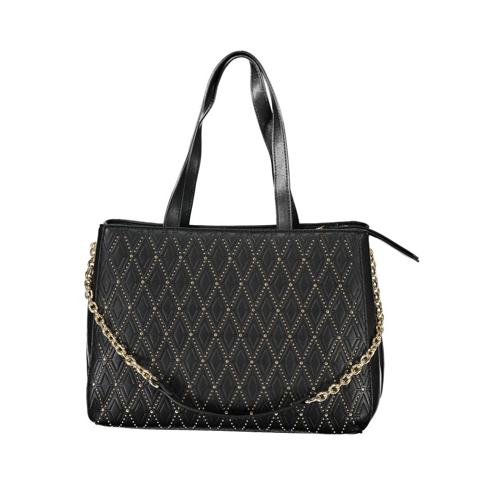 Valentino Bags Black Faux Leather Handbag with Chain Strap