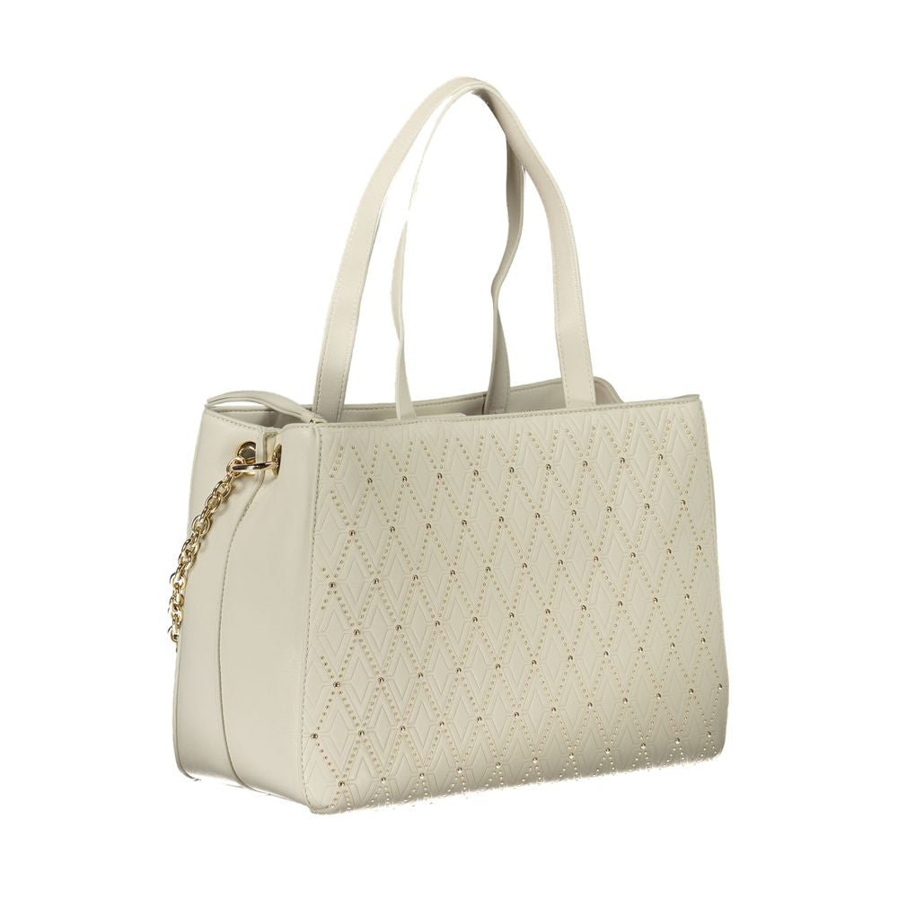 Valentino Bags White Faux Leather Handbag with Chain Strap