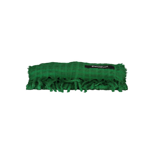 Desigual Green Polyester Scarf with Contrast Details