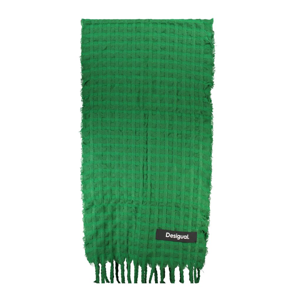 Desigual Green Polyester Scarf with Contrast Details
