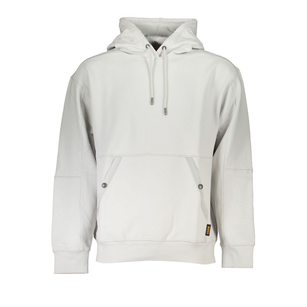 Hugo Boss Gray Cotton Sweater with Hood