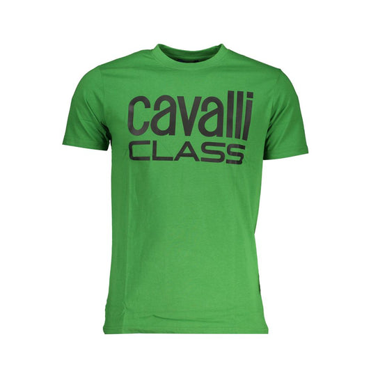 Cavalli Class Green Cotton T-Shirt: Bold Style Meets Comfort