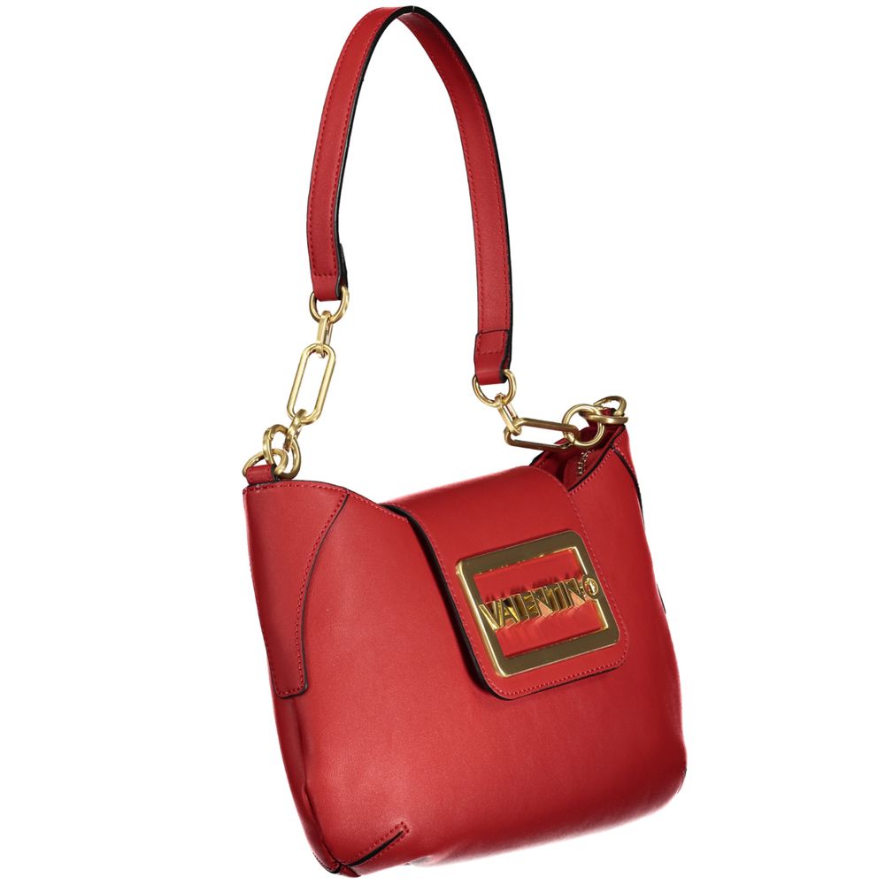 Mario Valentino Red Faux Leather Handbag with Adjustable Strap