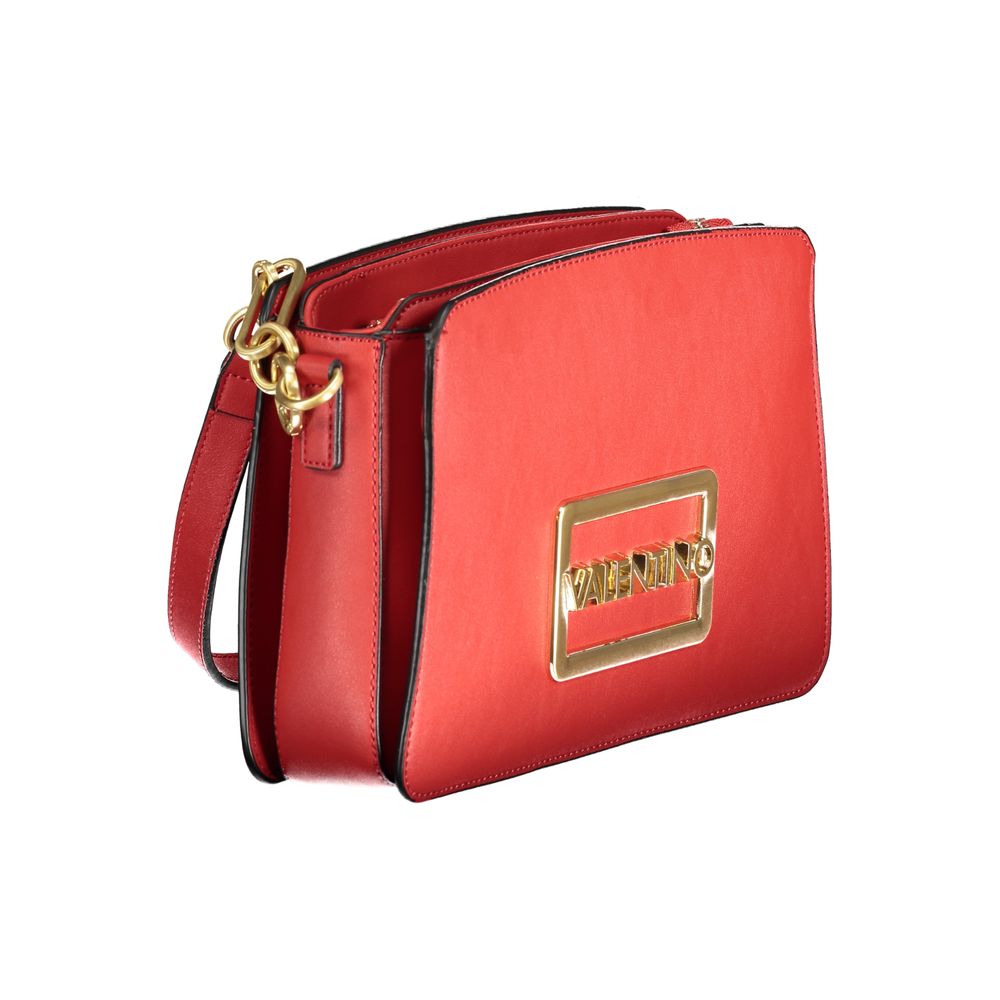 Mario Valentino Red Faux Leather Handbag with Contrast Details