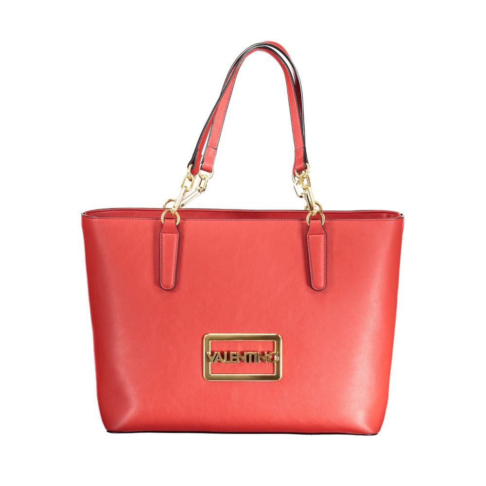 Mario Valentino Red Leather Effect Handbag with Logo Detail