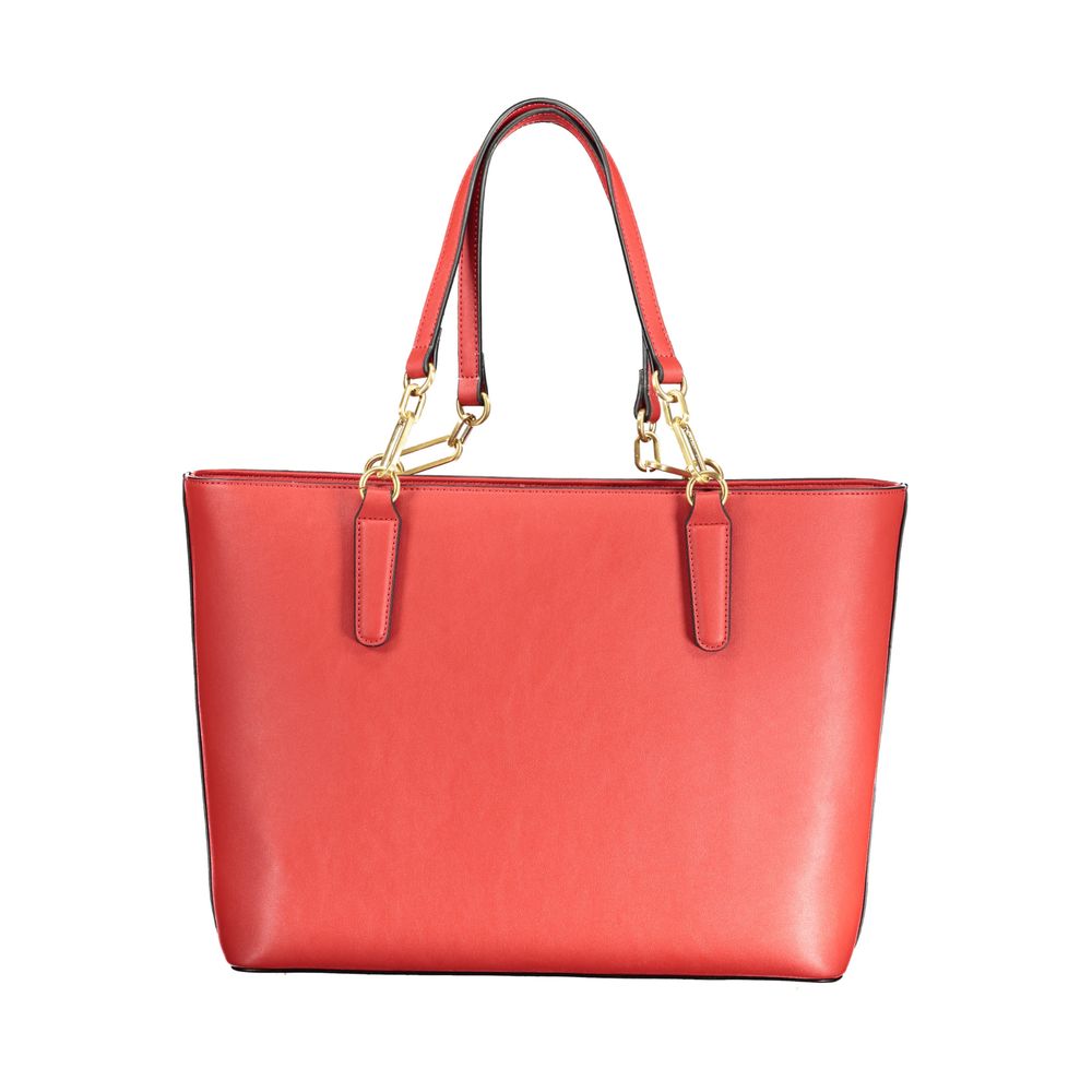 Mario Valentino Red Leather Effect Handbag with Logo Detail