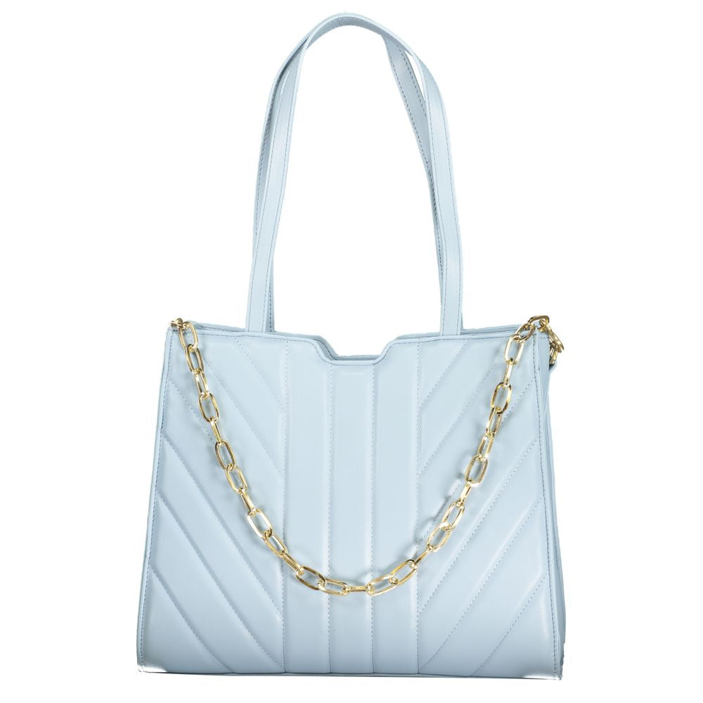Mario Valentino Blue Leather Effect Handbag with Removable Chain Strap