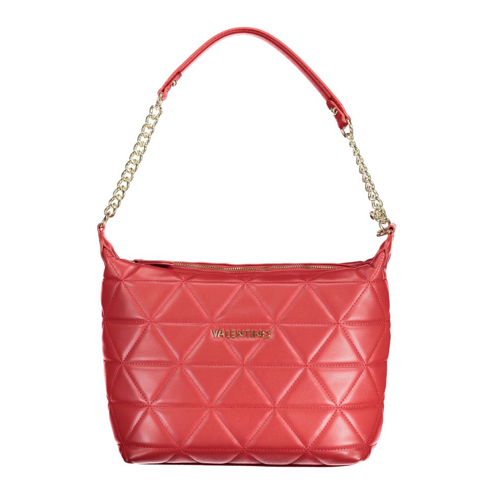 Mario Valentino Red Faux Leather Handbag with Chain Strap