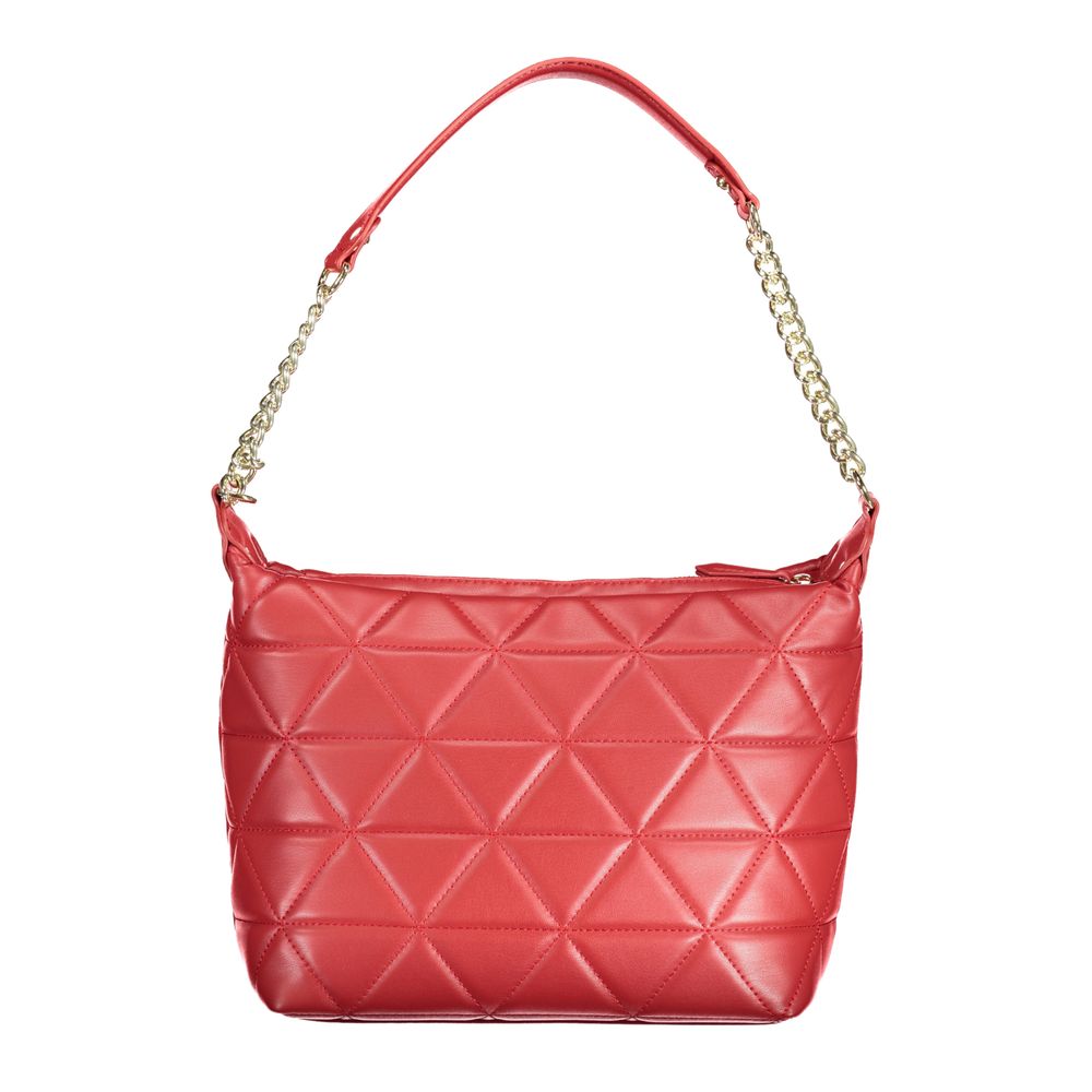 Mario Valentino Red Faux Leather Handbag with Chain Strap