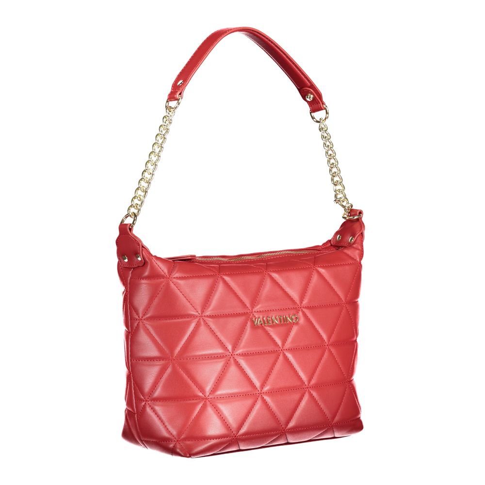 Mario Valentino Red Faux Leather Handbag with Chain Strap