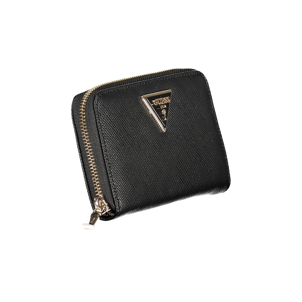 Guess Jeans Black Polyethylene Wallet - Versatile 3-Compartment Design