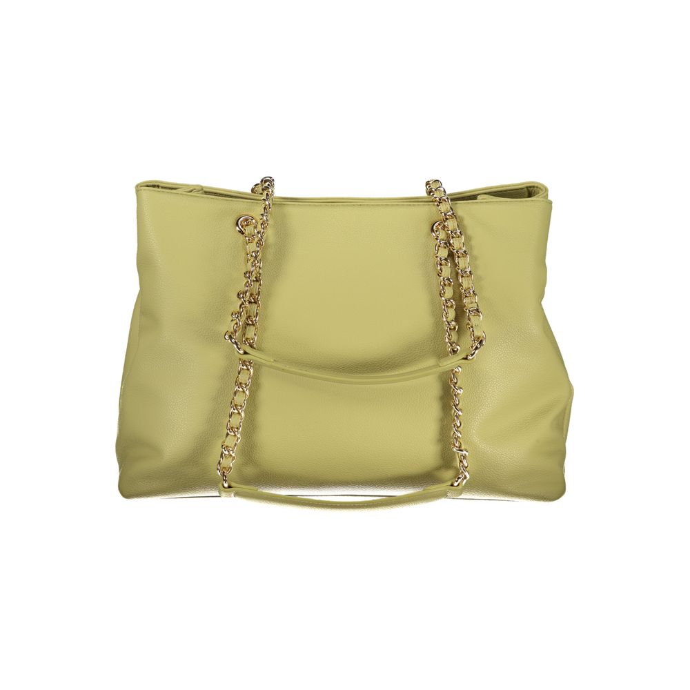 Mario Valentino Green Faux Leather Handbag with Chain Detail