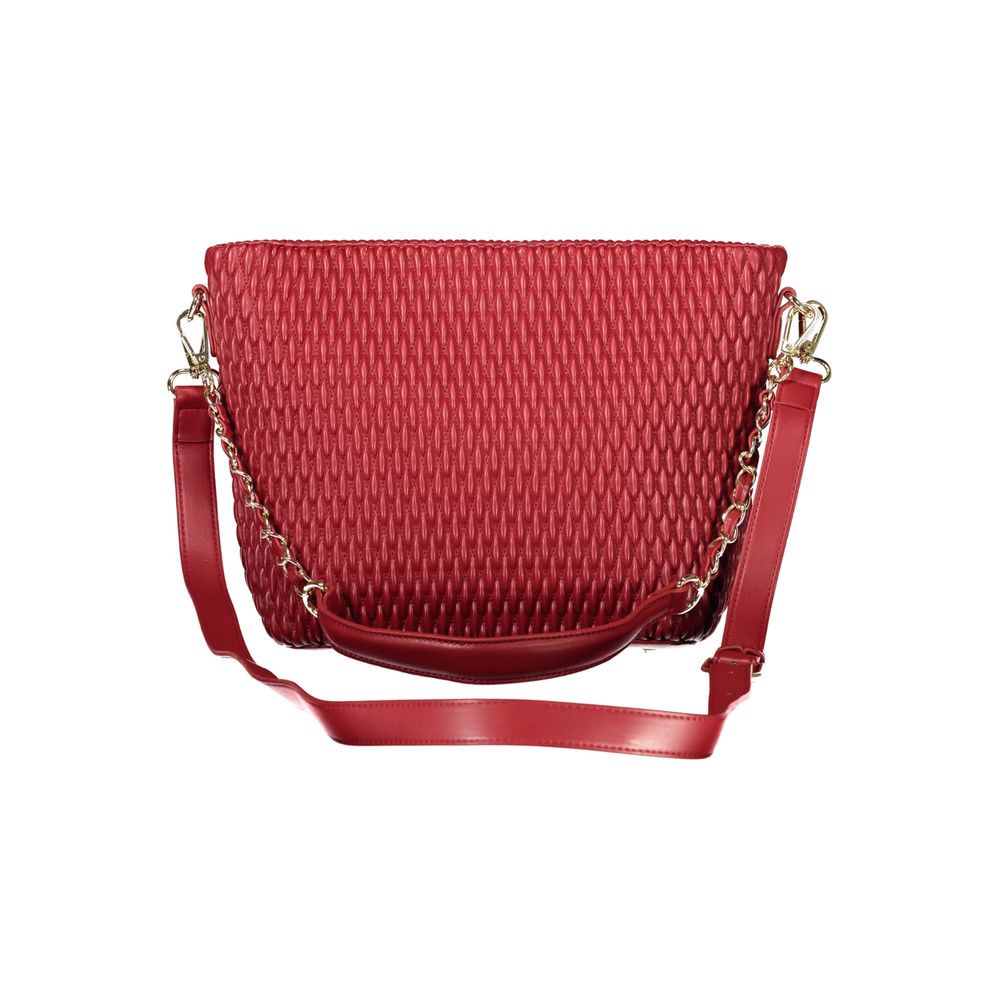 Mario Valentino Red Faux Leather Handbag with Elegant Details