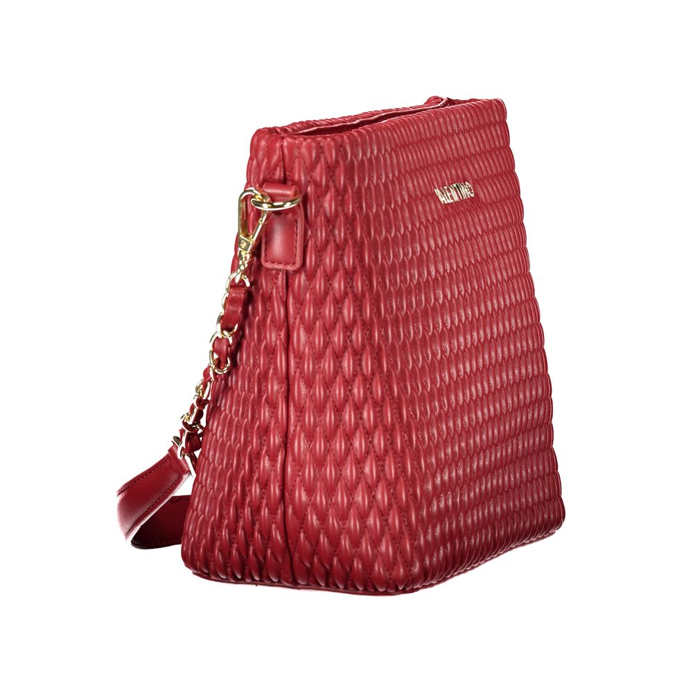 Mario Valentino Red Faux Leather Handbag with Elegant Details