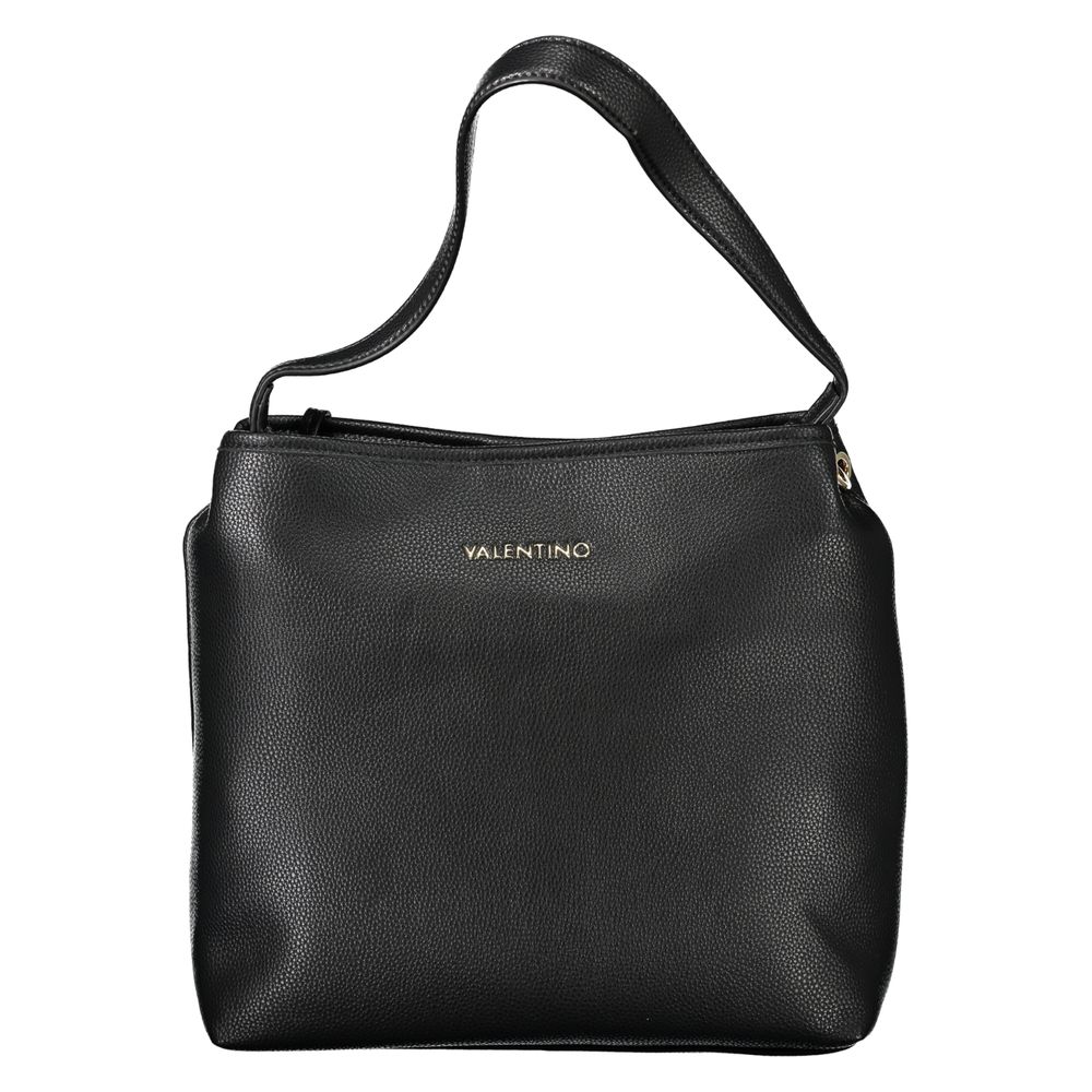 Mario Valentino Black Faux Leather Handbag with Elegant Shoulder Strap