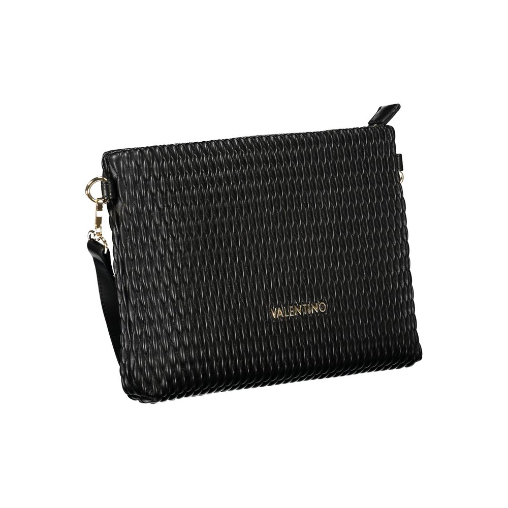 Mario Valentino Black Faux Leather Handbag with Contrasting Details