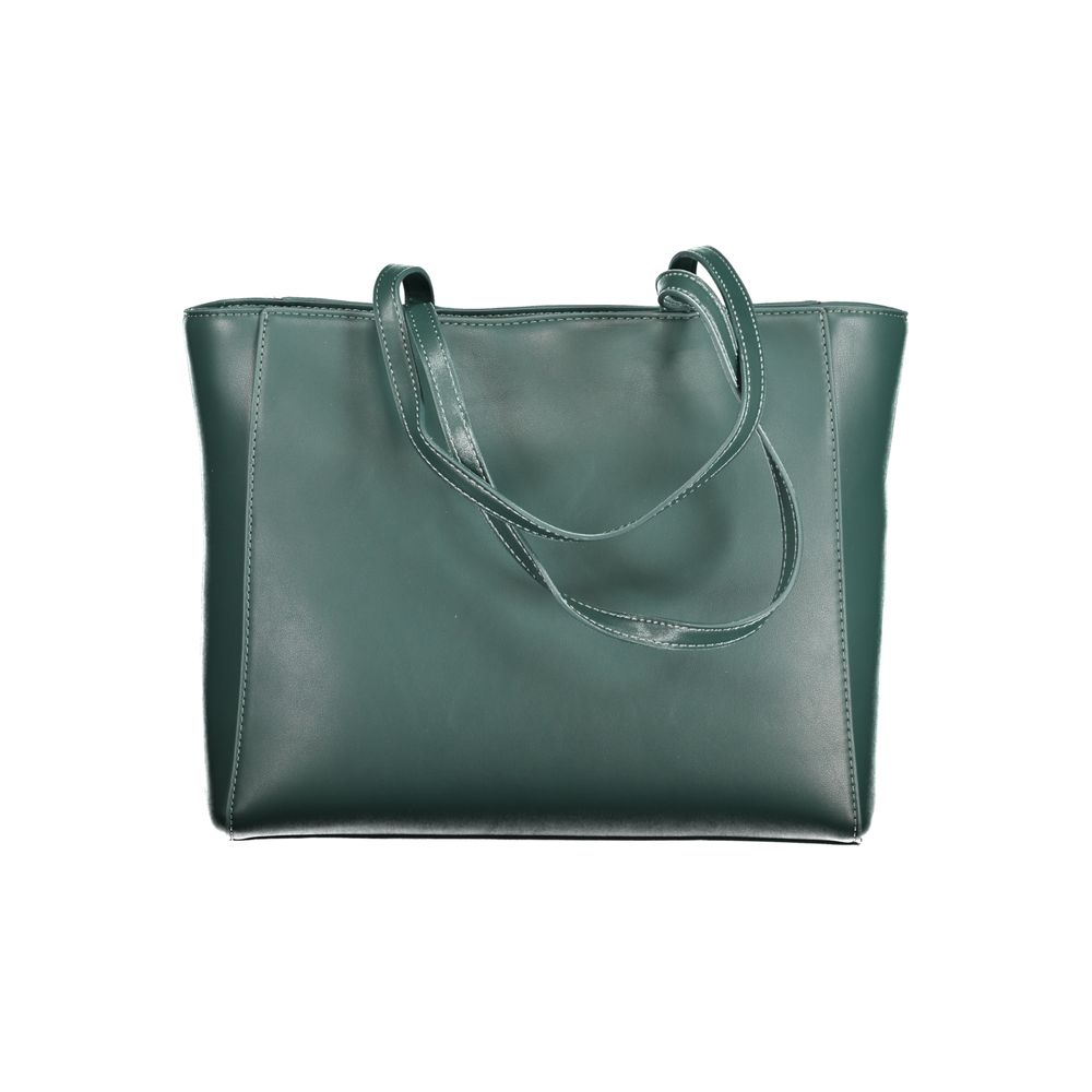 Mario Valentino Green Faux Leather Handbag with Logo Detailing