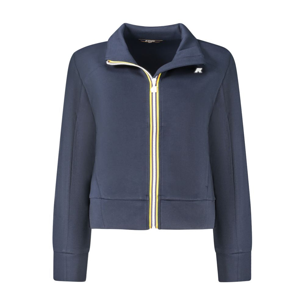 K-WAY Blue Polyester Sweater with Zip and Pockets
