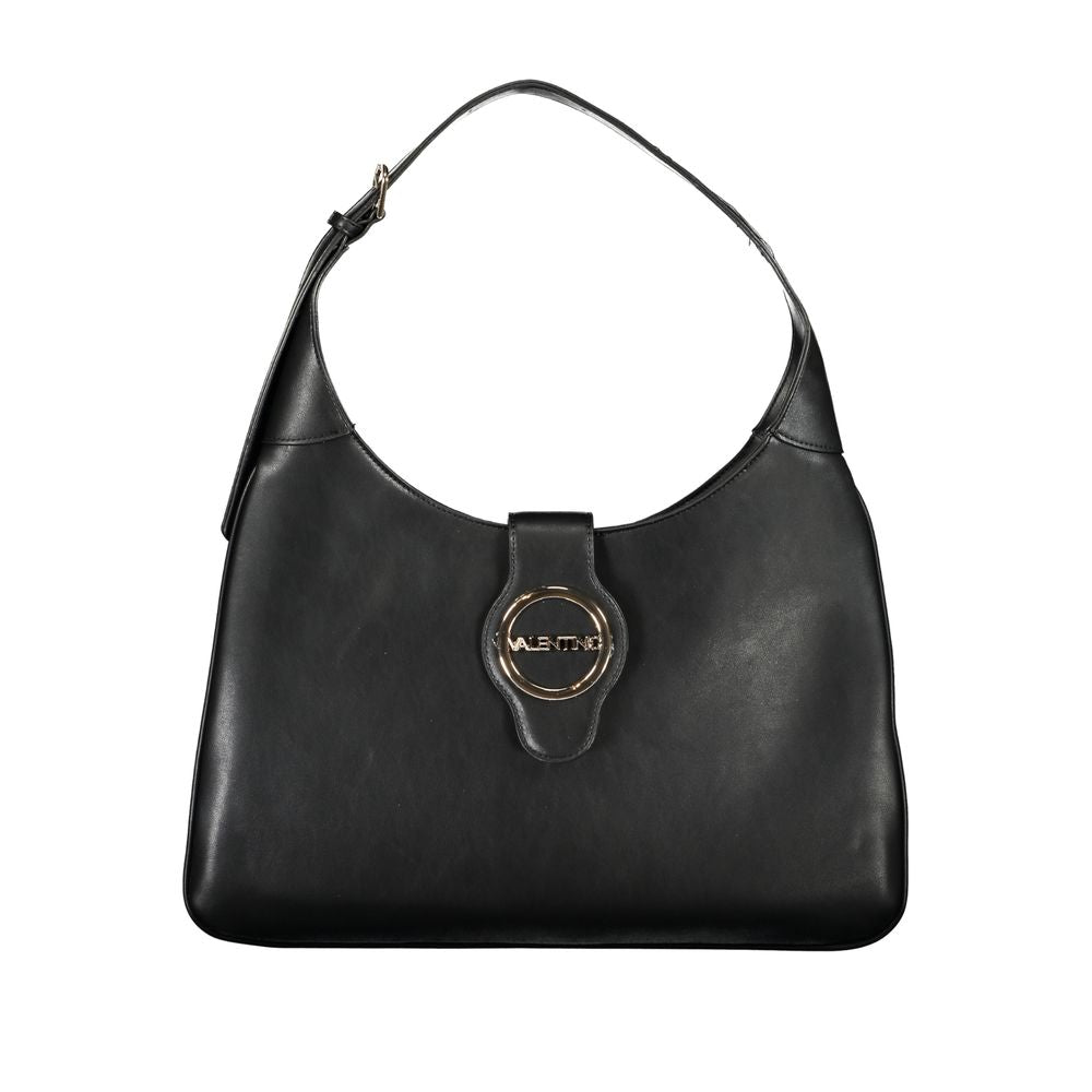 Mario Valentino Black Faux Leather Handbag with Iconic Logo
