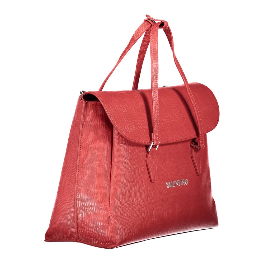 Mario Valentino Red Leather Effect Handbag with Iconic Logo