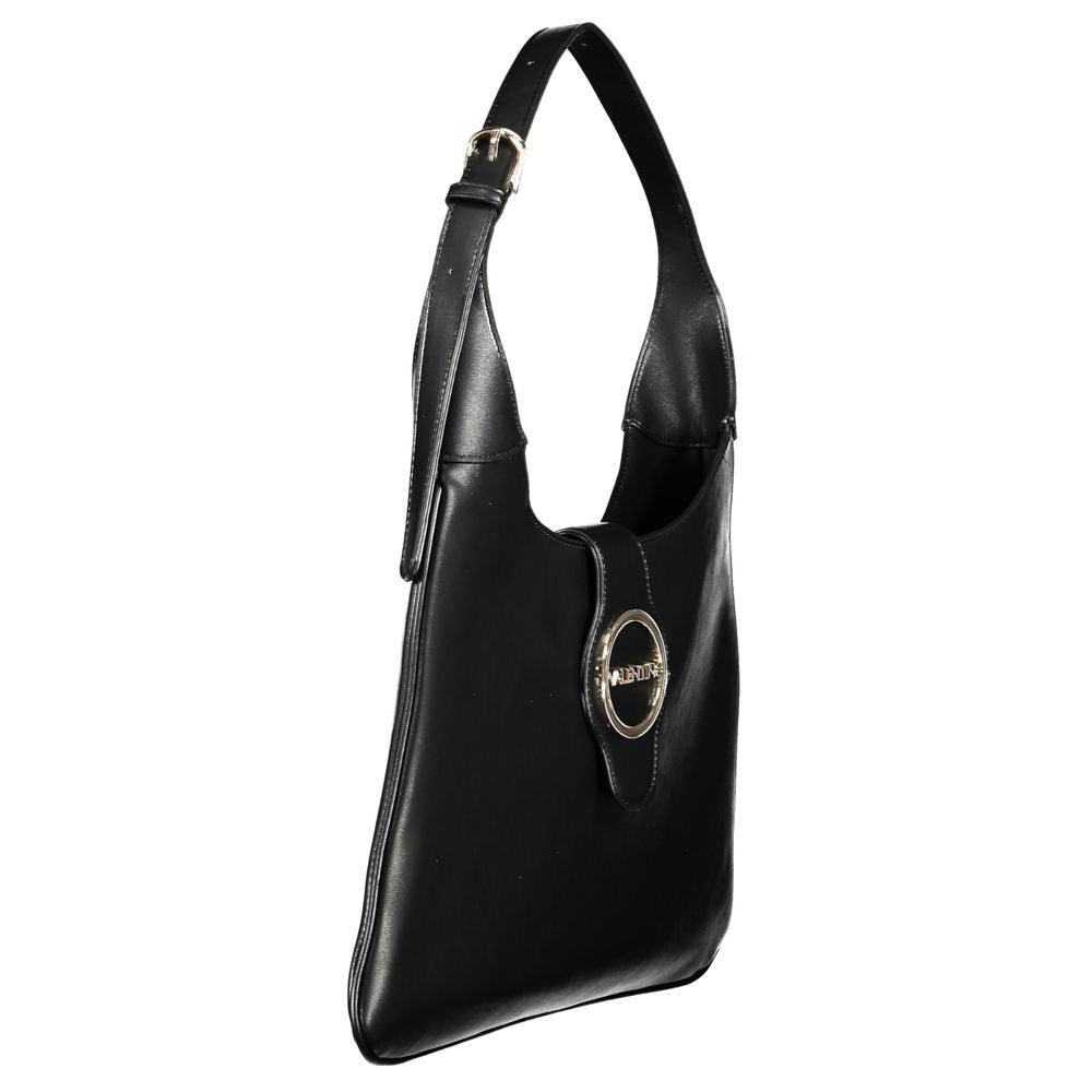 Mario Valentino Black Faux Leather Handbag with Iconic Logo