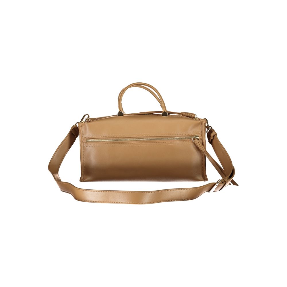 Mario Valentino Beige Leather Effect Handbag with Iconic Logo