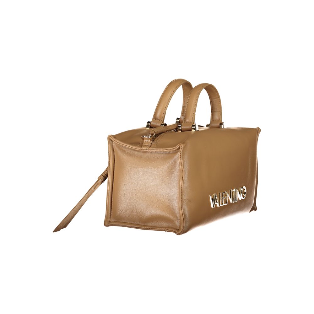 Mario Valentino Beige Leather Effect Handbag with Iconic Logo