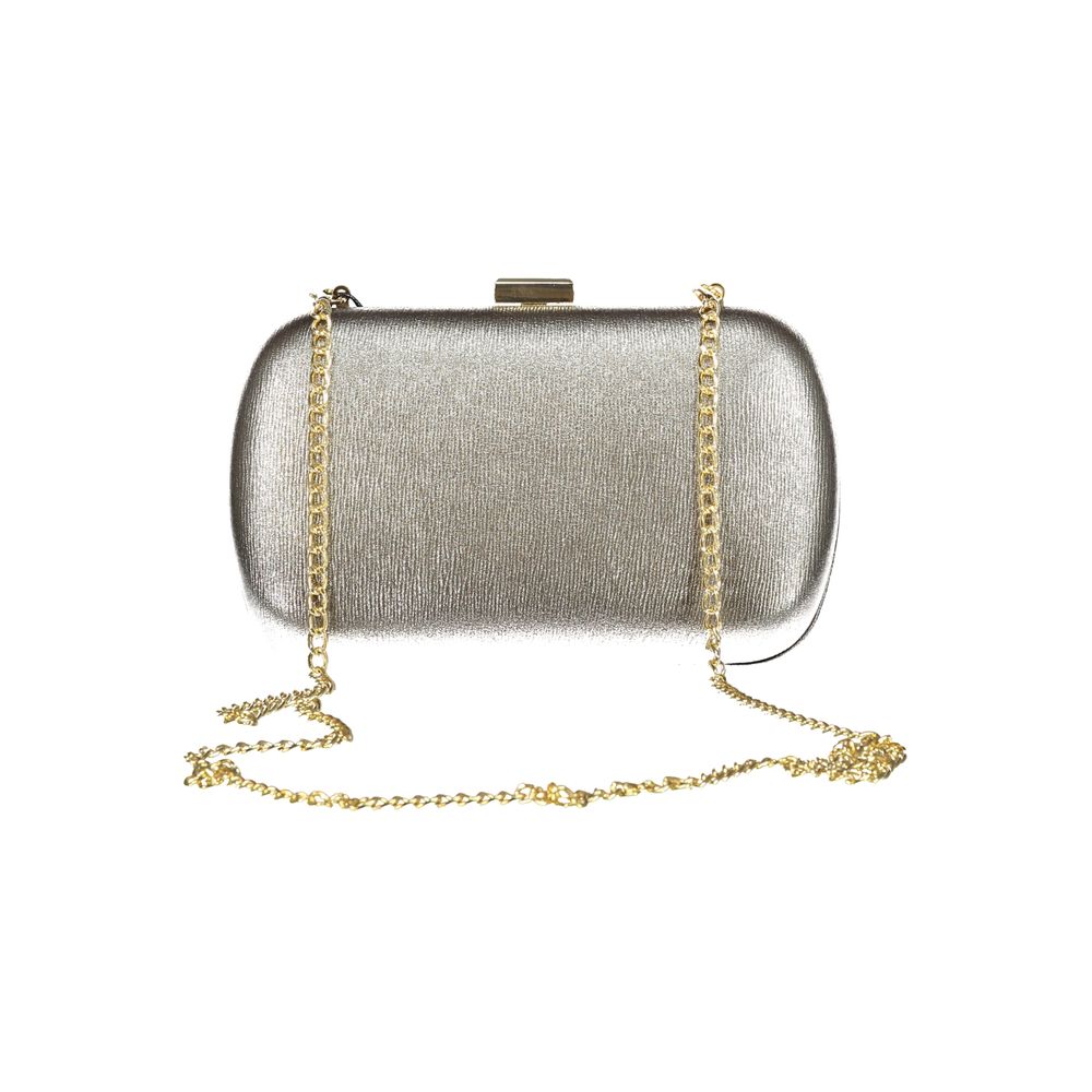 Mario Valentino Gray Faux Leather Handbag with Removable Chain Strap