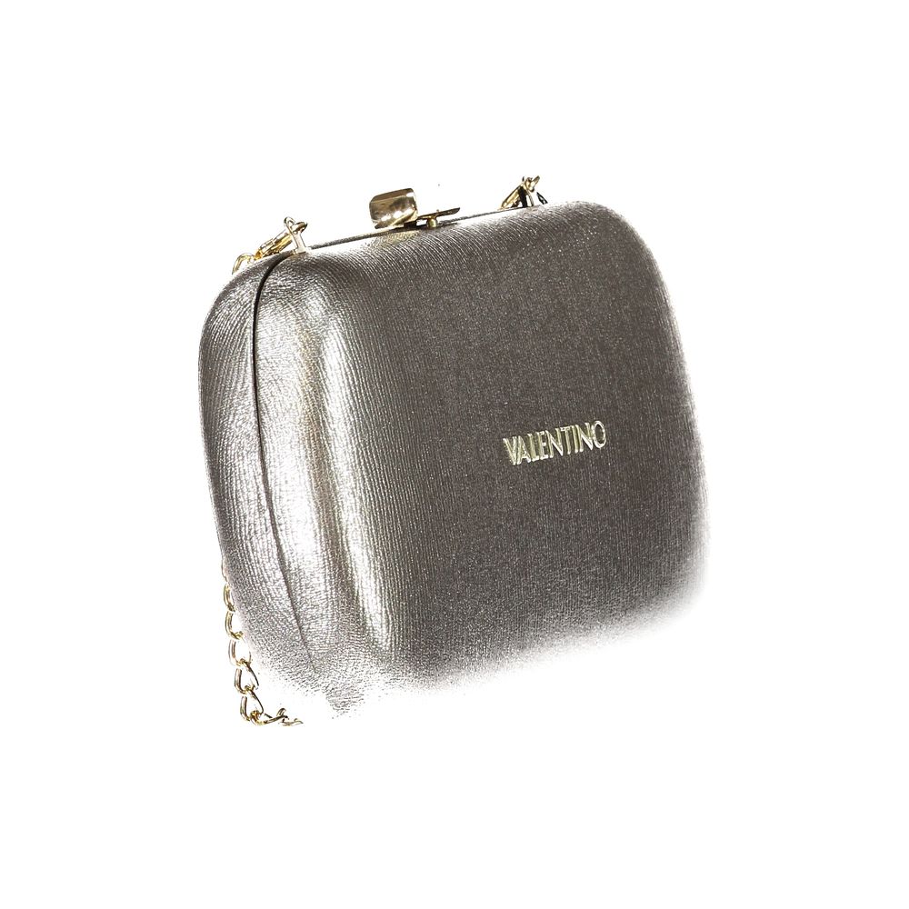 Mario Valentino Gray Faux Leather Handbag with Removable Chain Strap