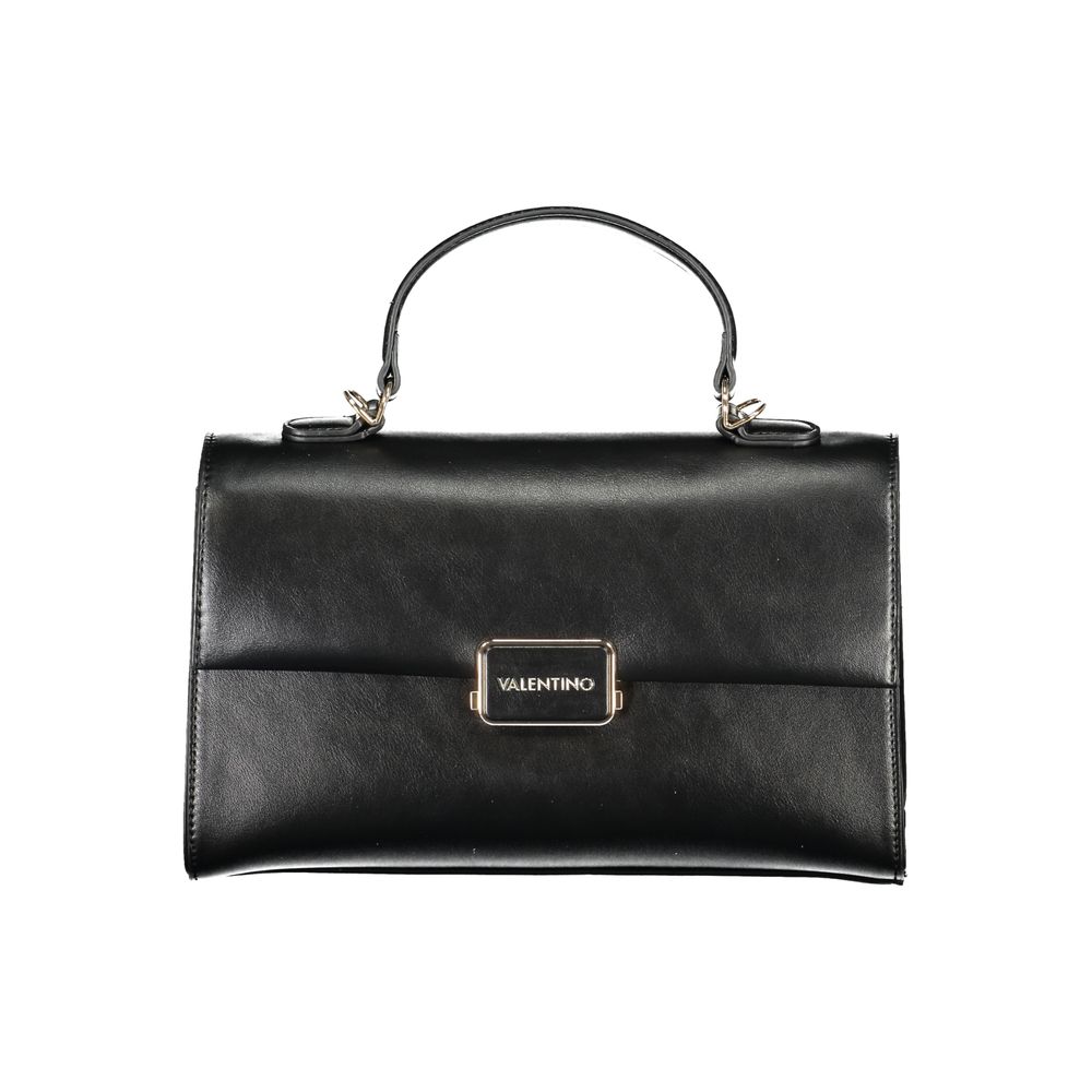 Mario Valentino Black Faux Leather Handbag with Elegant Features